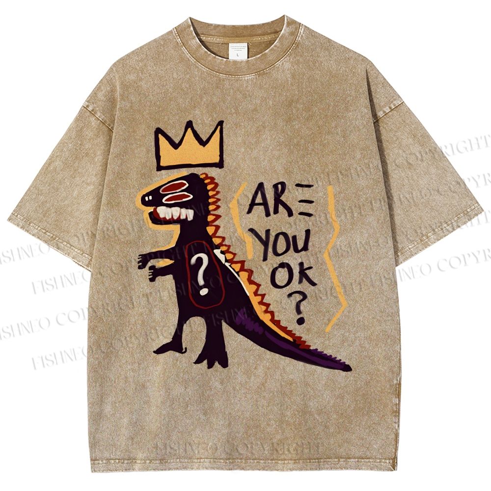 Unisex Monster Printed Washed Tee