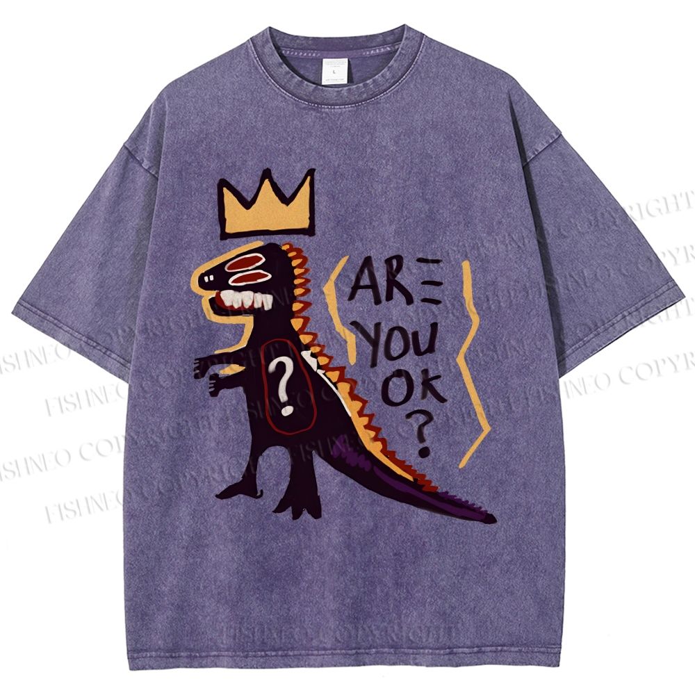 Unisex Monster Printed Washed Tee