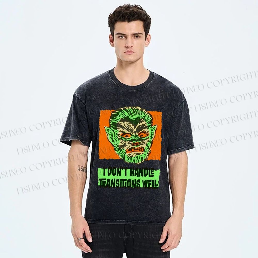 Unisex Vintage Monkey Printed Washed Tee