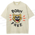 Unisex Tiger Printed Washed Tee