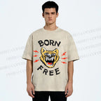 Unisex Tiger Printed Washed Tee