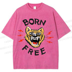 Unisex Tiger Printed Washed Tee