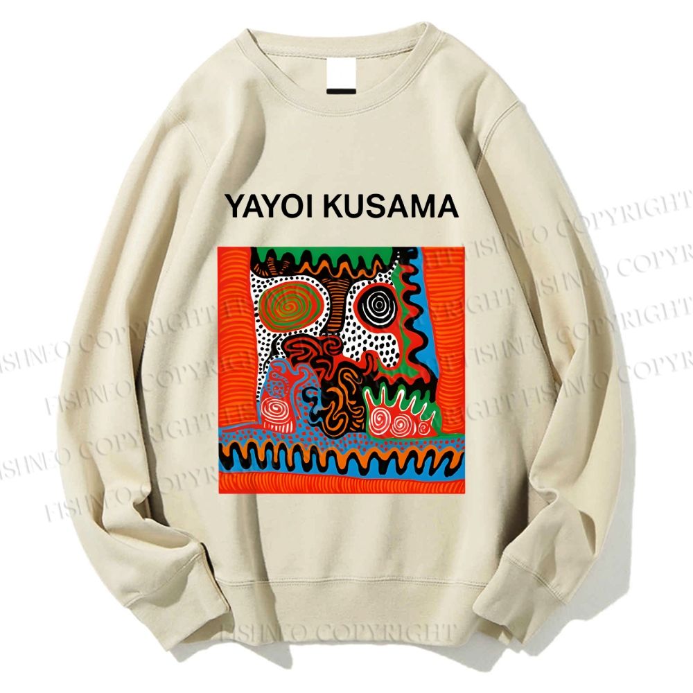 Unisex Yayoi Kusama Art Portraits Printed Sweatshirt