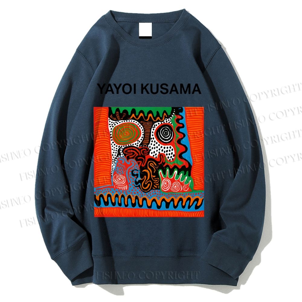 Unisex Yayoi Kusama Art Portraits Printed Sweatshirt