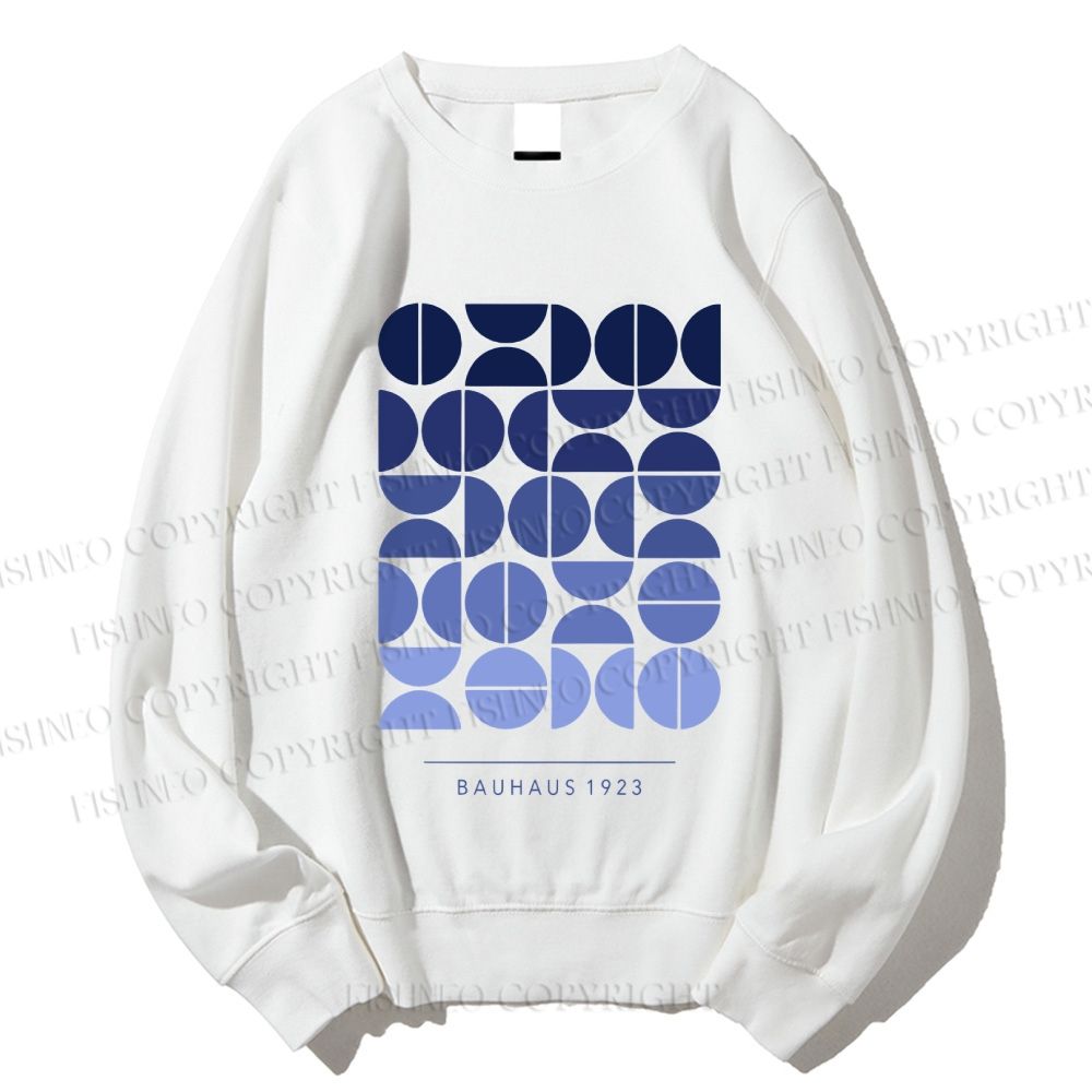 Unisex Blue Bauhaus Design Printed Sweatshirt