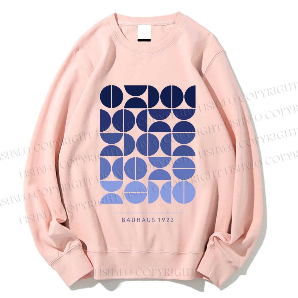 Unisex Blue Bauhaus Design Printed Sweatshirt