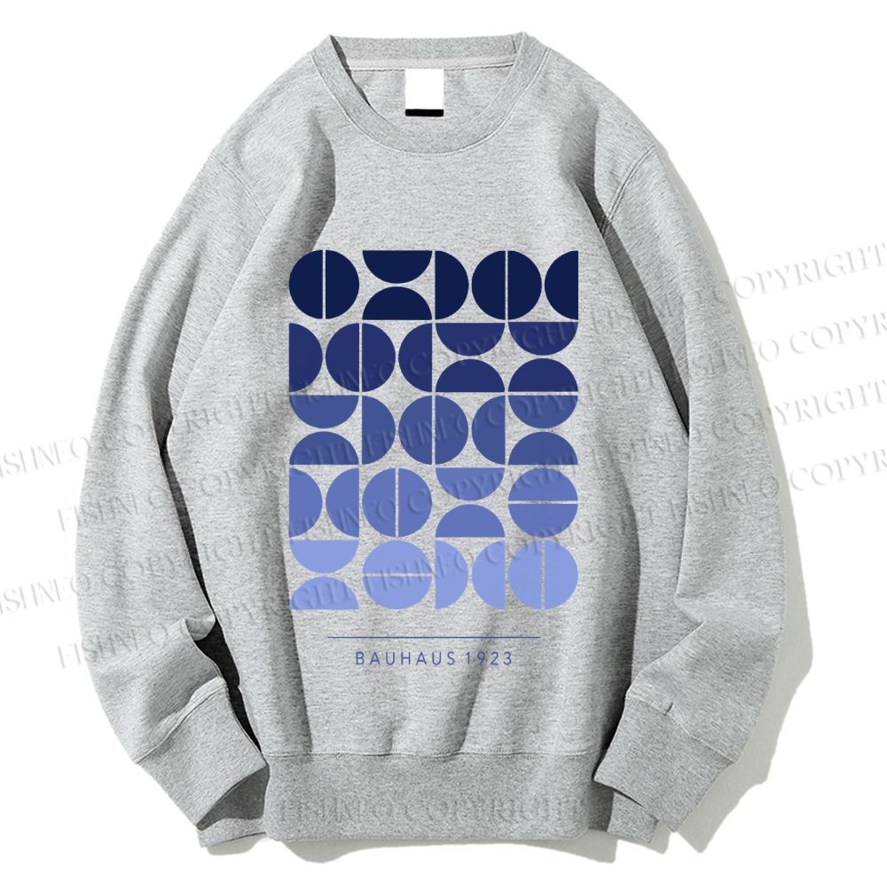 Unisex Blue Bauhaus Design Printed Sweatshirt