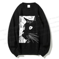 Unisex Vintage Cat Graffiti Printed Sweatshirt