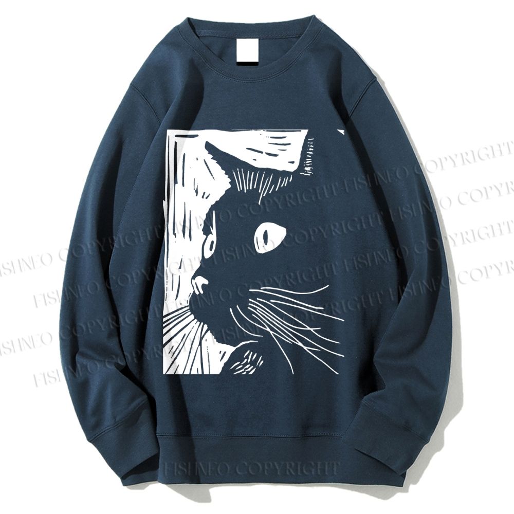 Unisex Vintage Cat Graffiti Printed Sweatshirt