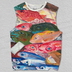 Unisex Fish Painting Printed Tank Top