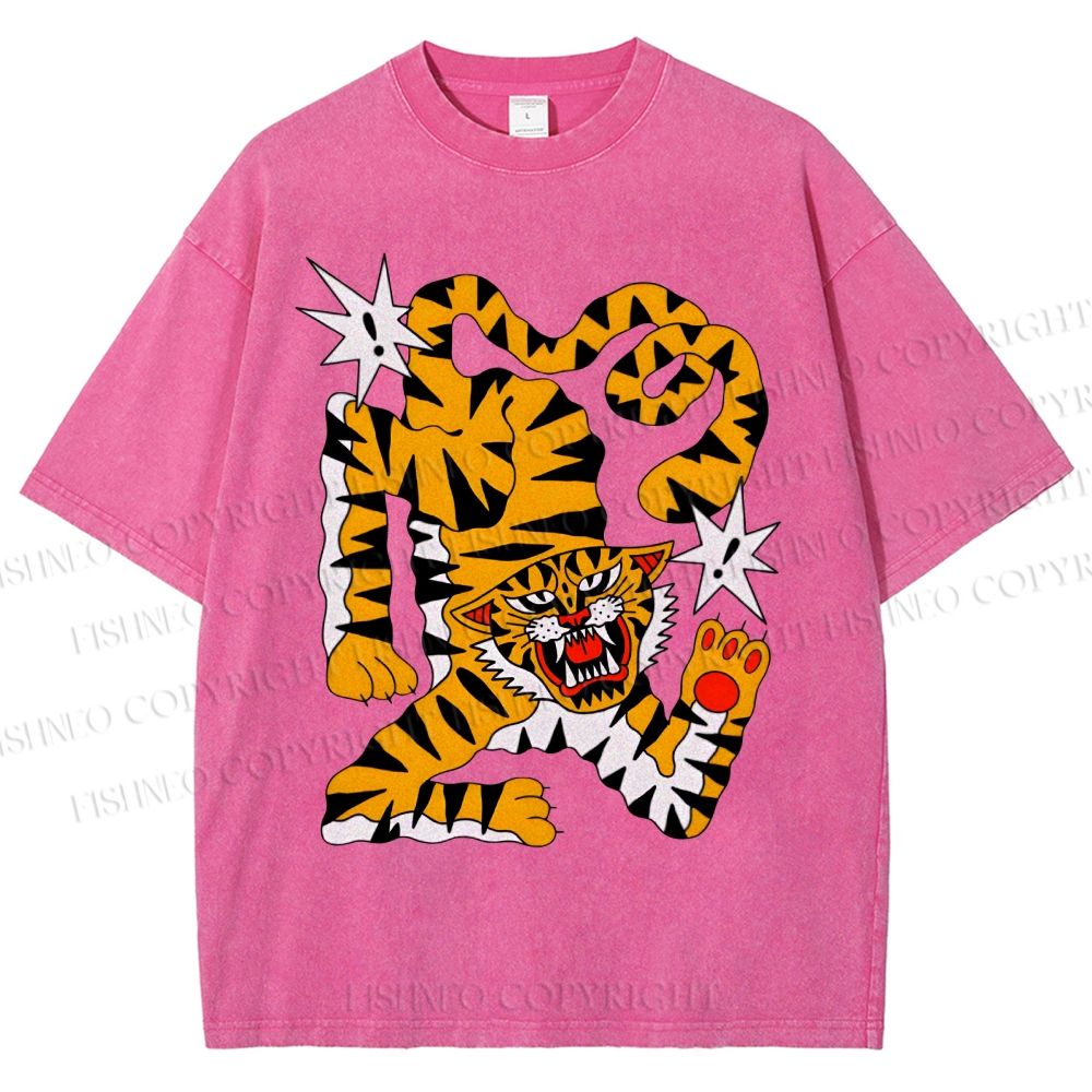 Unisex Tigers Printed Washed Tee