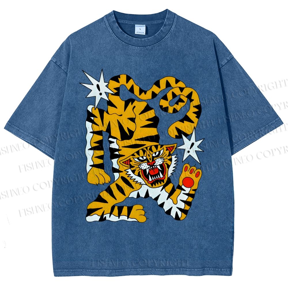 Unisex Tigers Printed Washed Tee