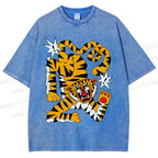 Unisex Tigers Printed Washed Tee