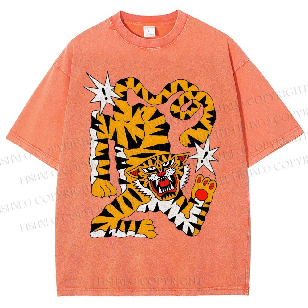 Unisex Tigers Printed Washed Tee