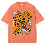Unisex Tigers Printed Washed Tee