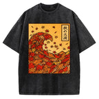 Unisex Great Wave of Autumn Vintage Washed T-shirt