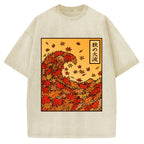 Unisex Great Wave of Autumn Vintage Washed T-shirt