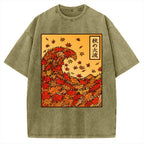 Unisex Great Wave of Autumn Vintage Washed T-shirt