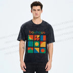 Unisex Colorful Bauhaus Design Printed Washed Tee