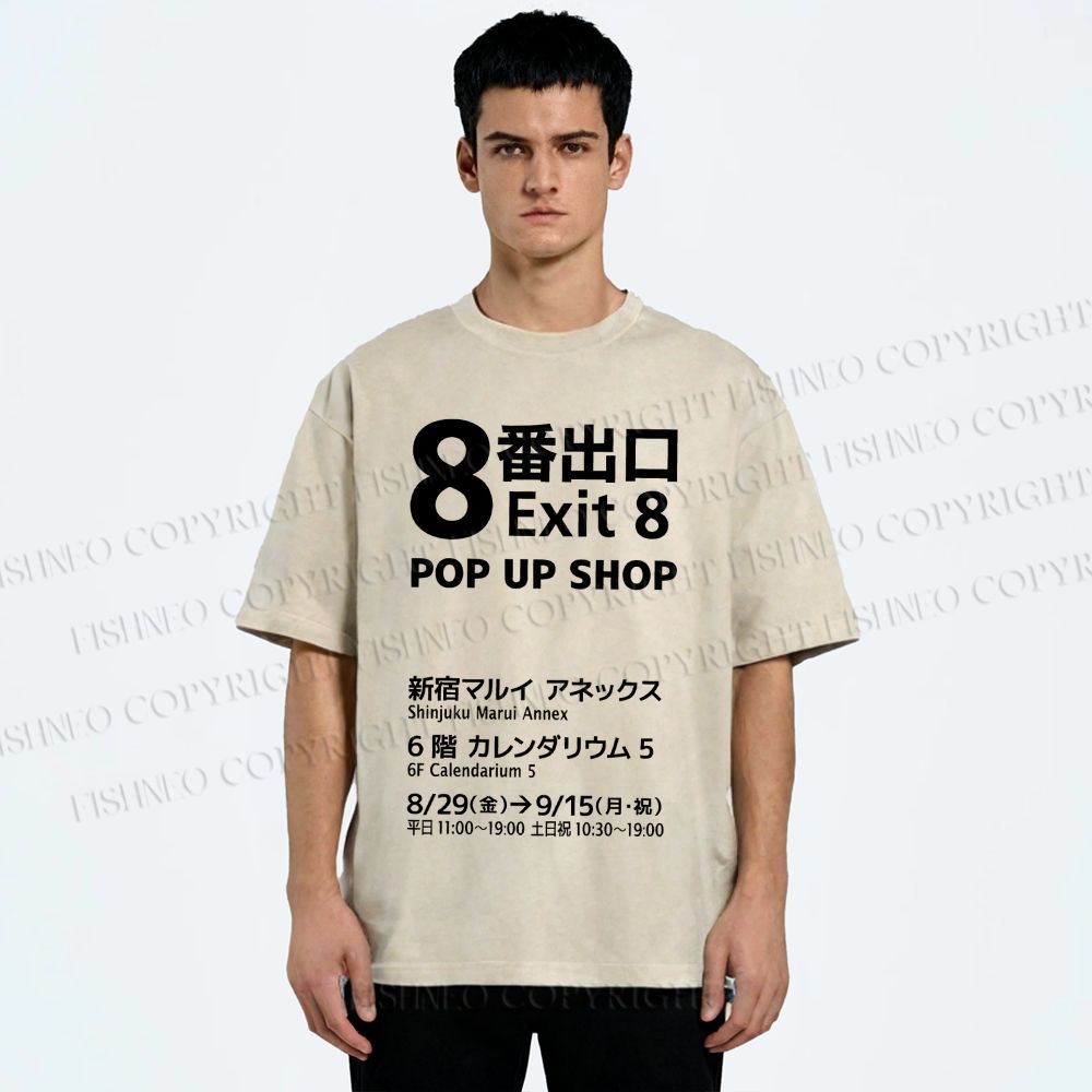 Unisex Exit Printed Washed Tee
