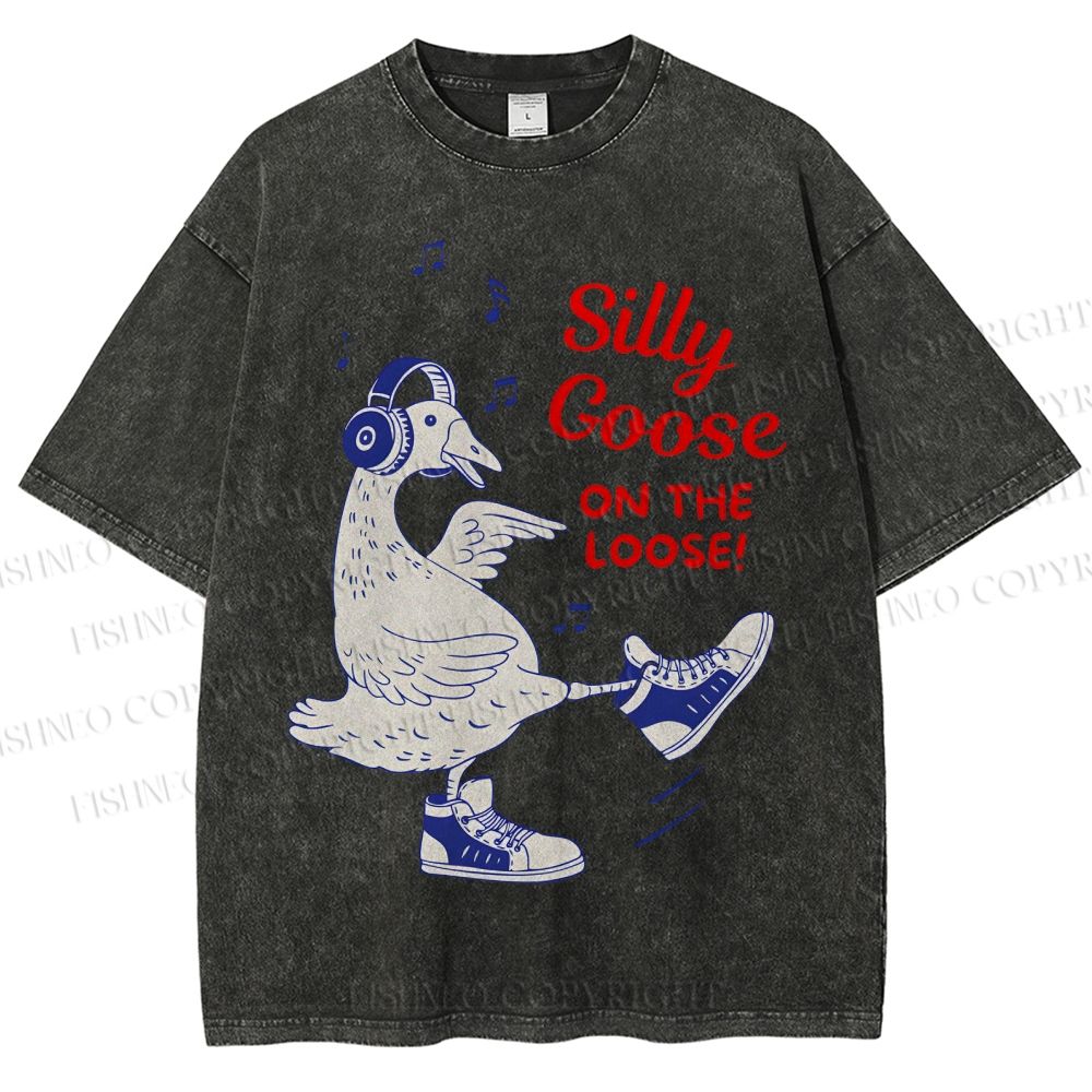 Unisex Silly Goose Printed Washed Tee