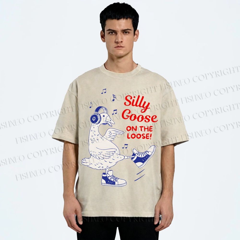 Unisex Silly Goose Printed Washed Tee