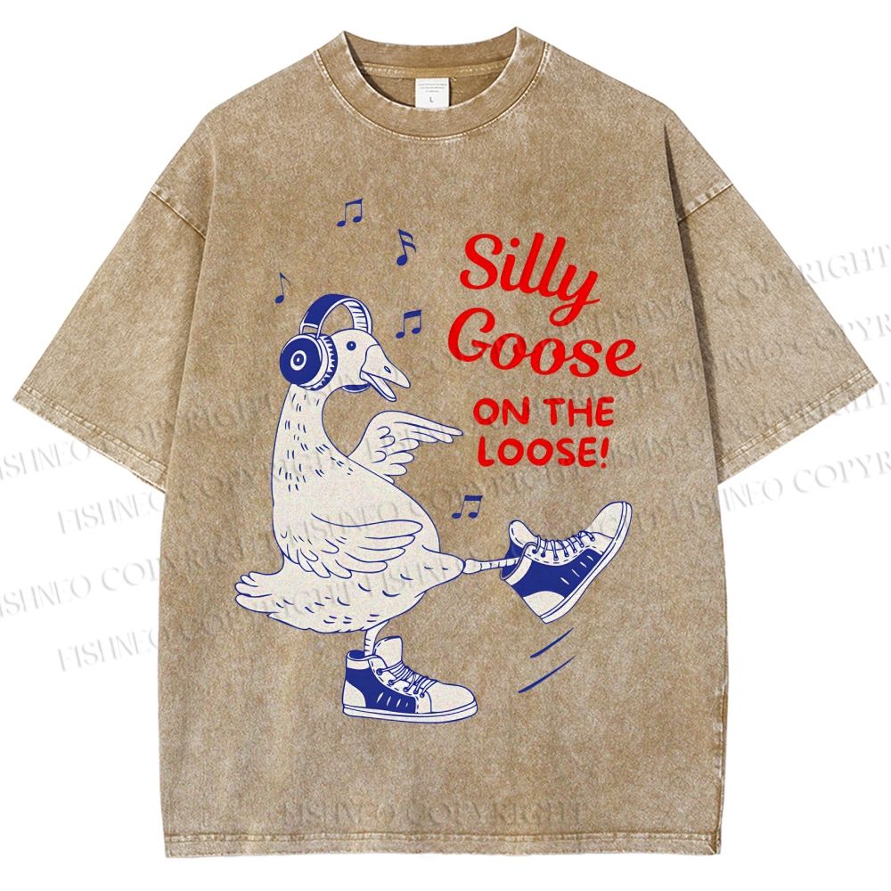 Unisex Silly Goose Printed Washed Tee