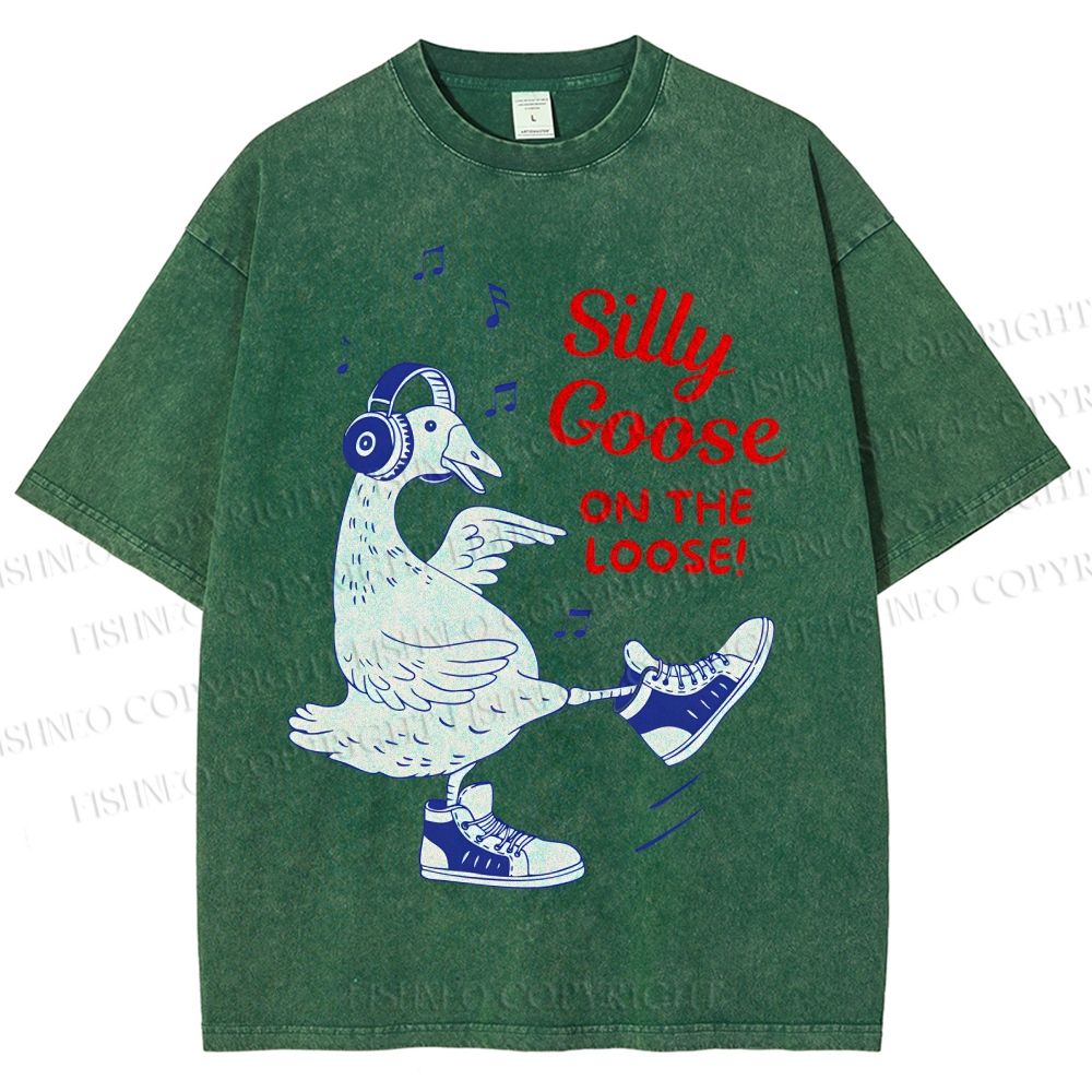 Unisex Silly Goose Printed Washed Tee