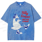Unisex Silly Goose Printed Washed Tee