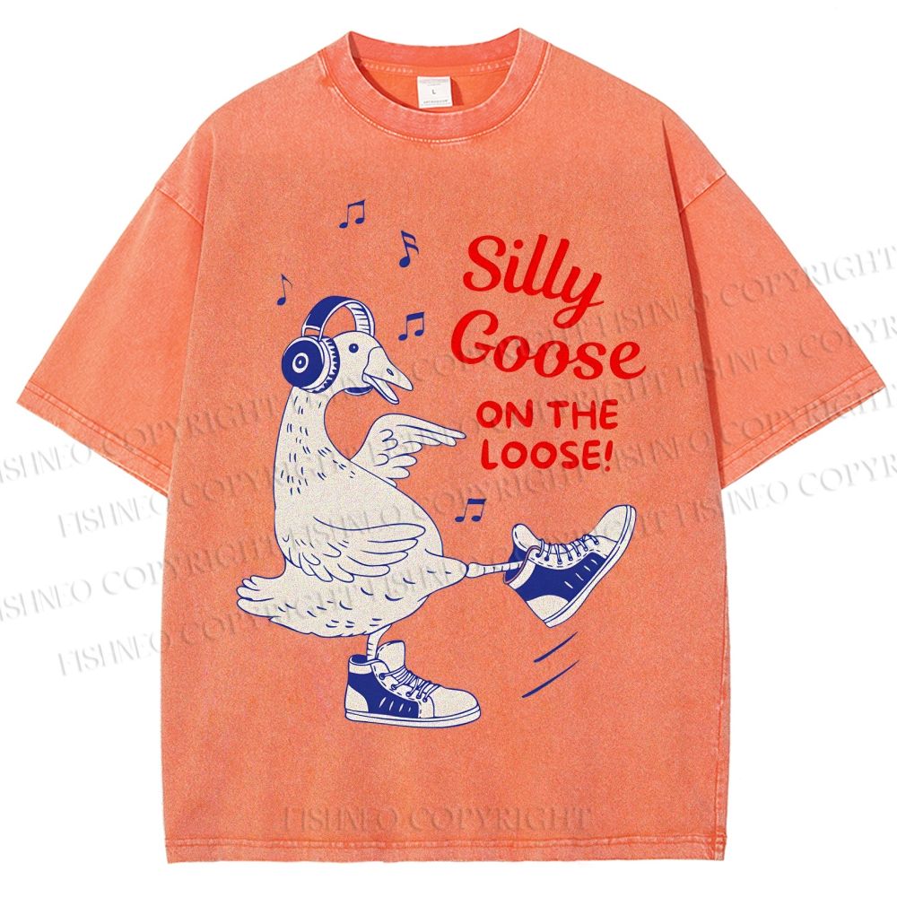 Unisex Silly Goose Printed Washed Tee