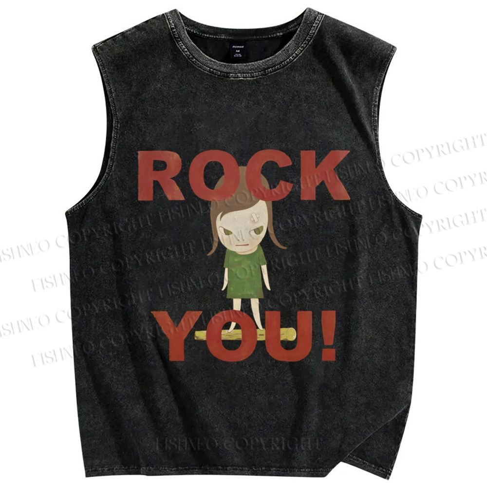 Unisex Yoshitomo Nara Printed Washed Tank Top