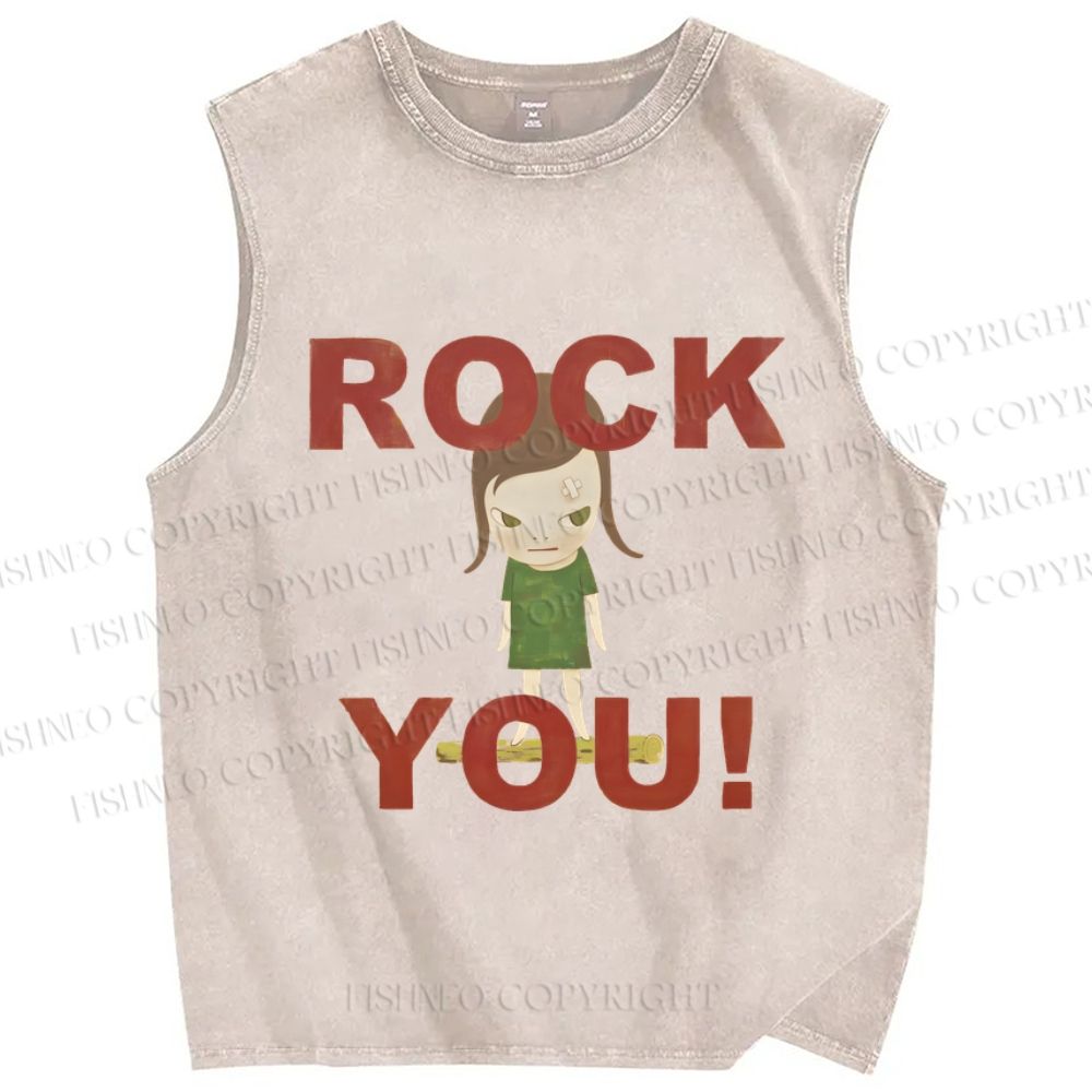 Unisex Yoshitomo Nara Printed Washed Tank Top