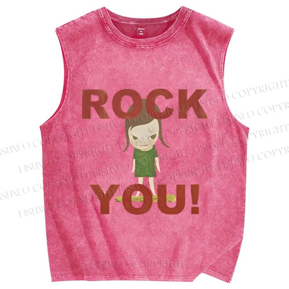 Unisex Yoshitomo Nara Printed Washed Tank Top