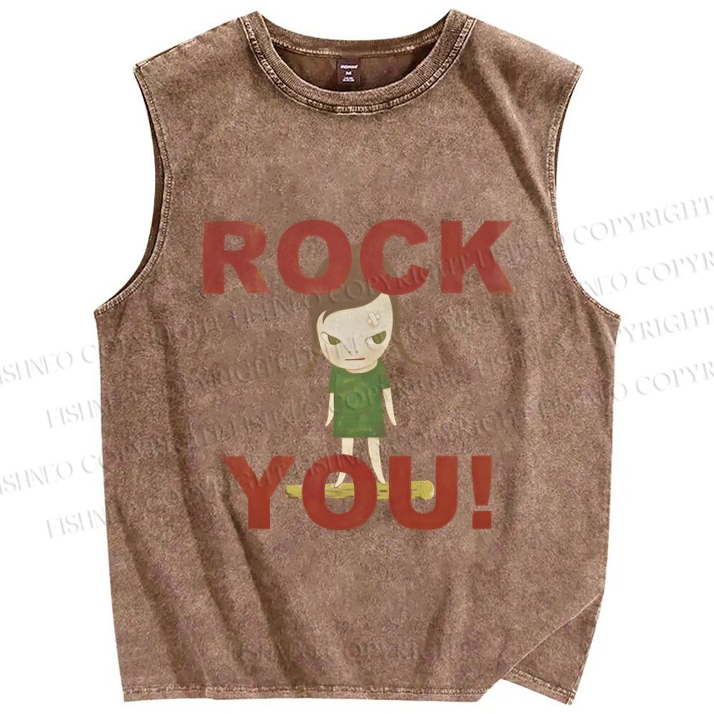 Unisex Yoshitomo Nara Printed Washed Tank Top