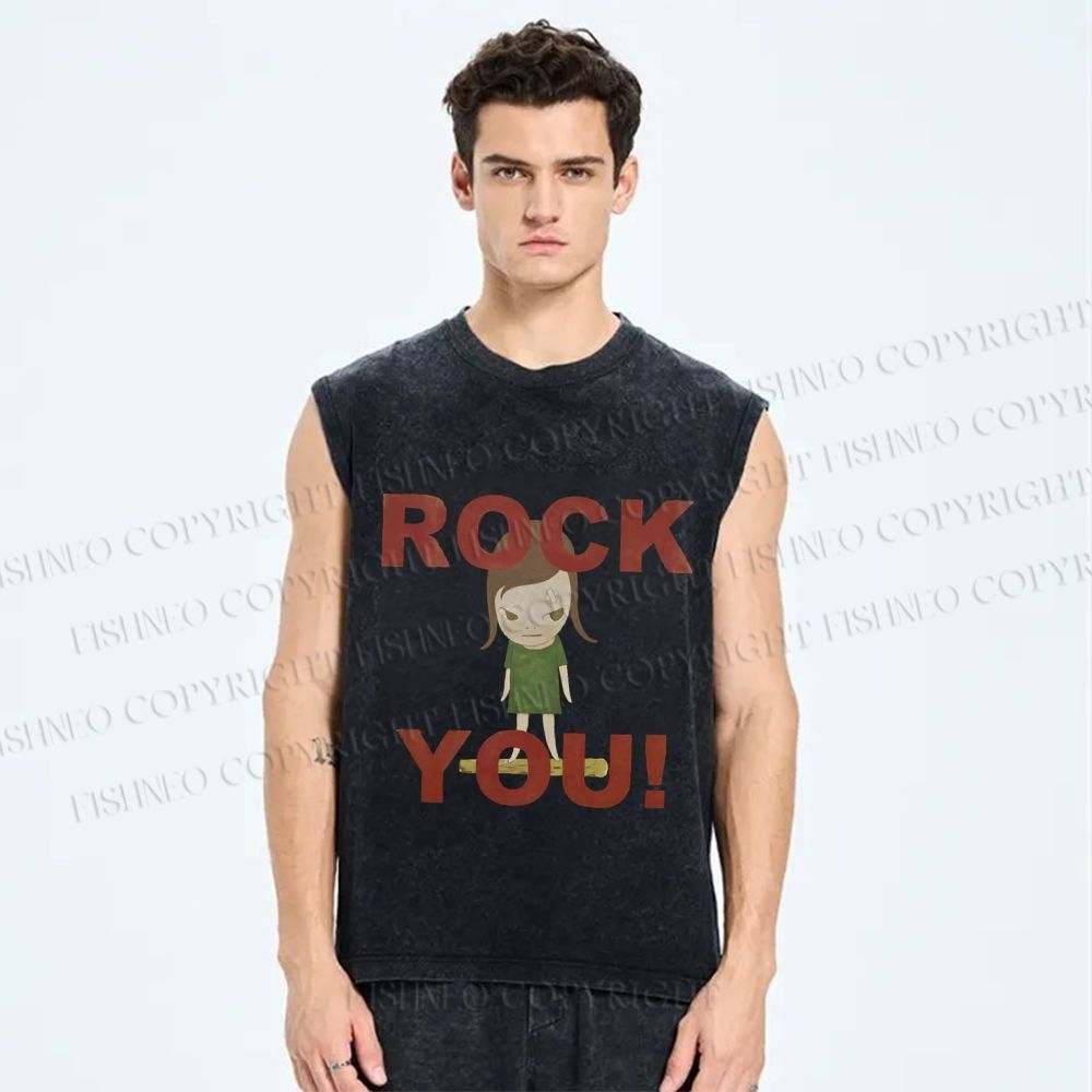 Unisex Yoshitomo Nara Printed Washed Tank Top