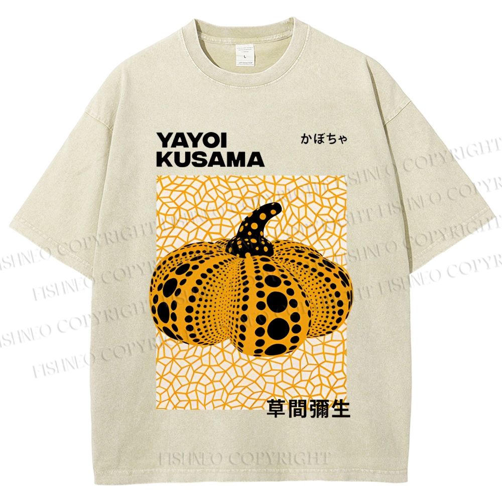 Unisex Yayoi Kusama Pumpkin Printed Washed Tee