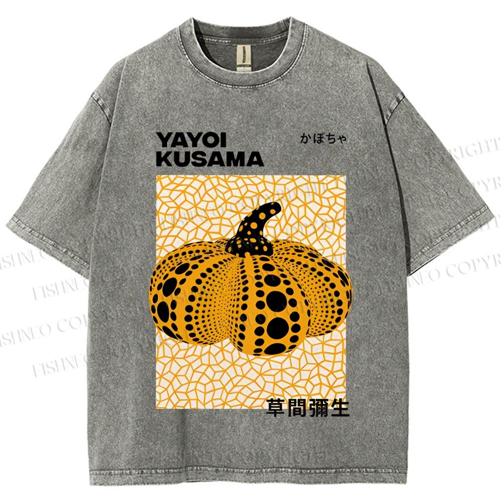 Unisex Yayoi Kusama Pumpkin Printed Washed Tee