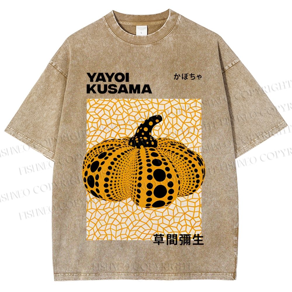 Unisex Yayoi Kusama Pumpkin Printed Washed Tee