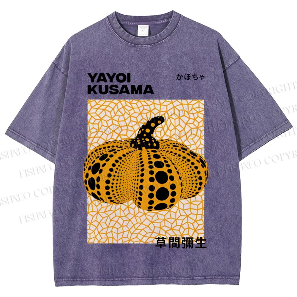 Unisex Yayoi Kusama Pumpkin Printed Washed Tee