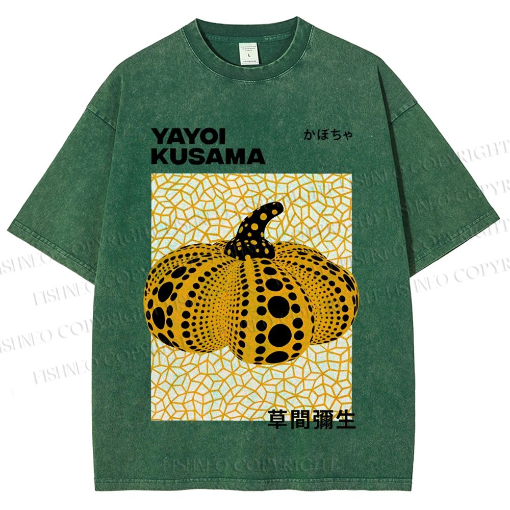 Unisex Yayoi Kusama Pumpkin Printed Washed Tee
