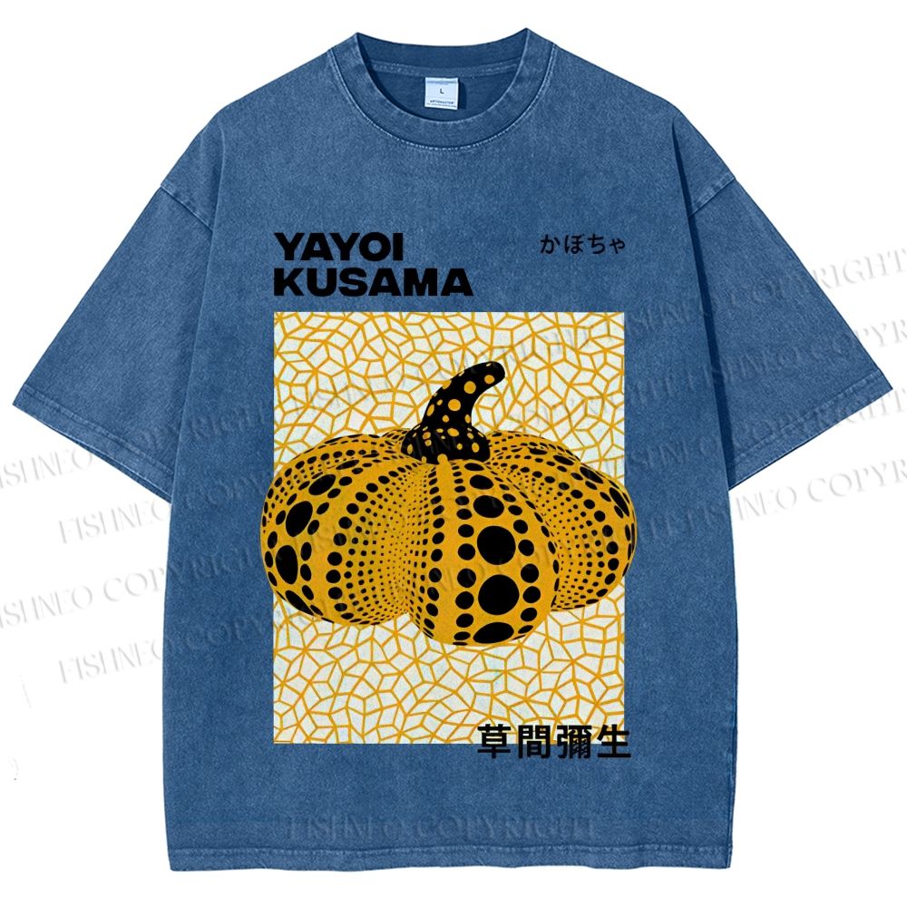 Unisex Yayoi Kusama Pumpkin Printed Washed Tee