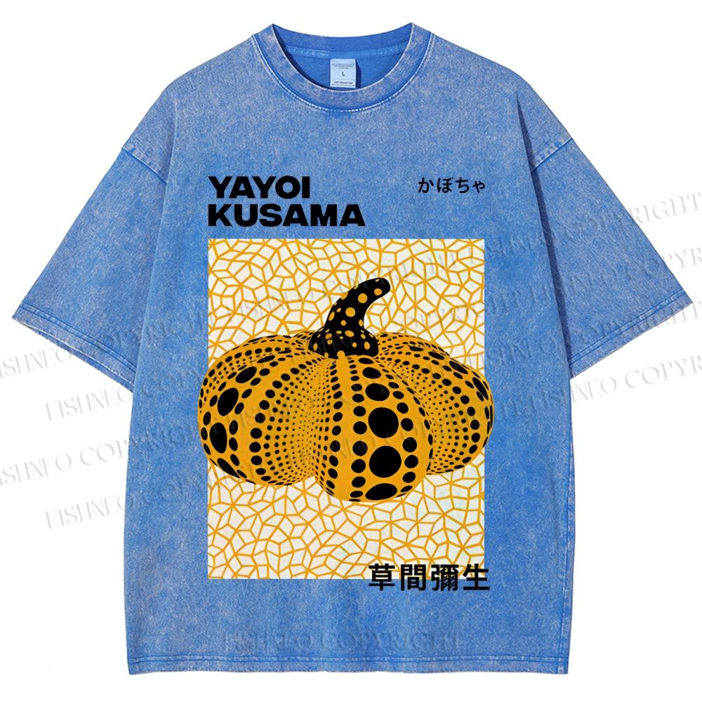 Unisex Yayoi Kusama Pumpkin Printed Washed Tee