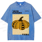 Unisex Yayoi Kusama Pumpkin Printed Washed Tee