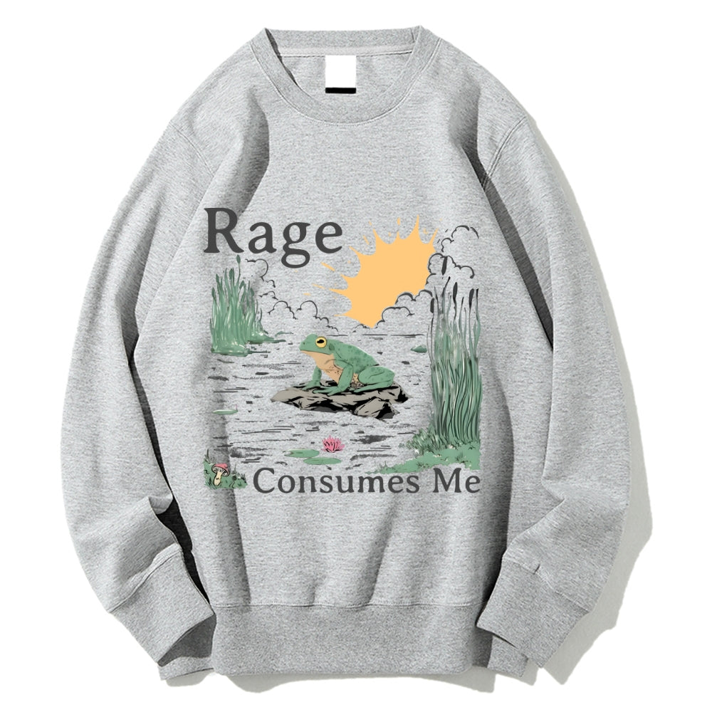 Rage Consumes Me Frog Cotton Sweatshirt