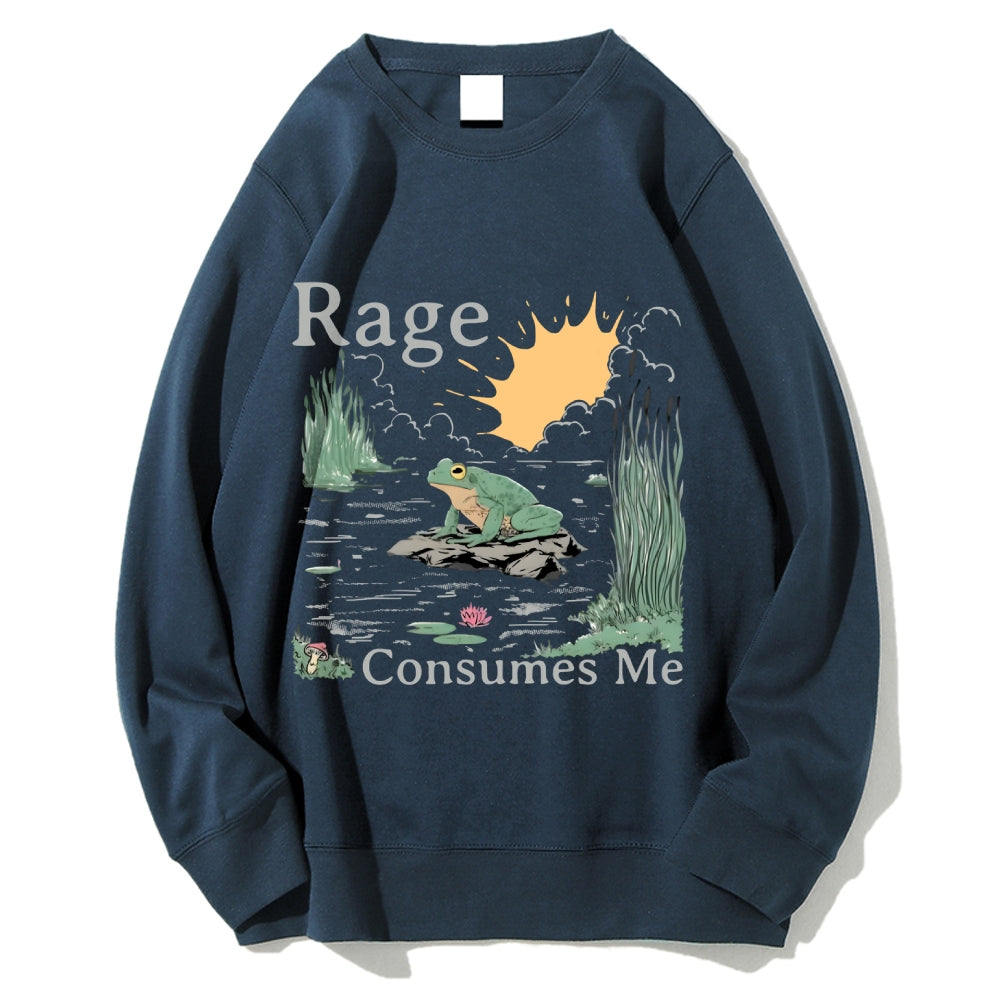 Rage Consumes Me Frog Cotton Sweatshirt