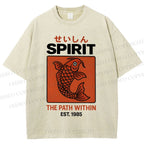 Unisex Fish Printed Washed Tee