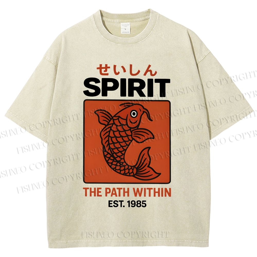 Unisex Fish Printed Washed Tee