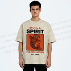 Unisex Fish Printed Washed Tee