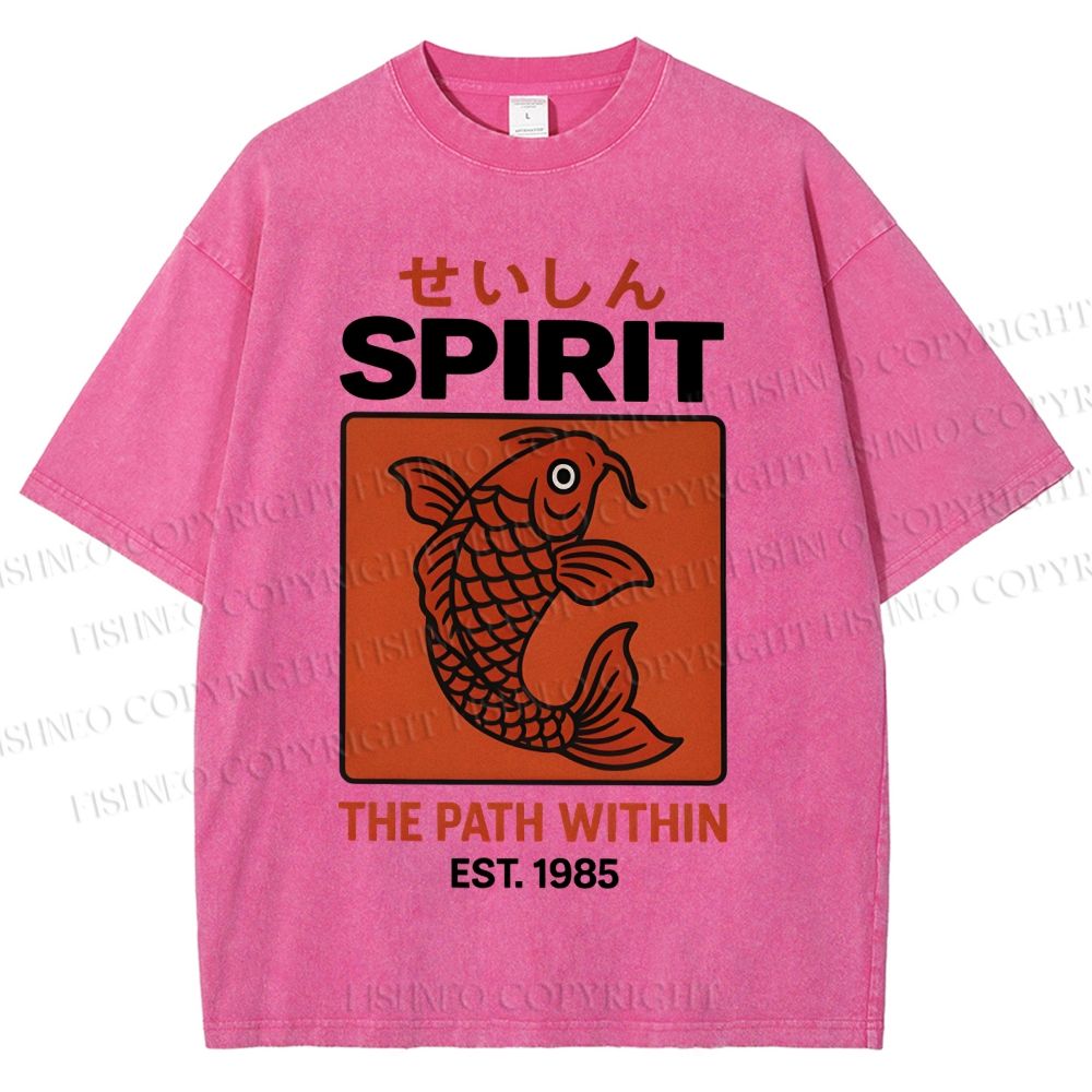 Unisex Fish Printed Washed Tee