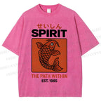 Unisex Fish Printed Washed Tee